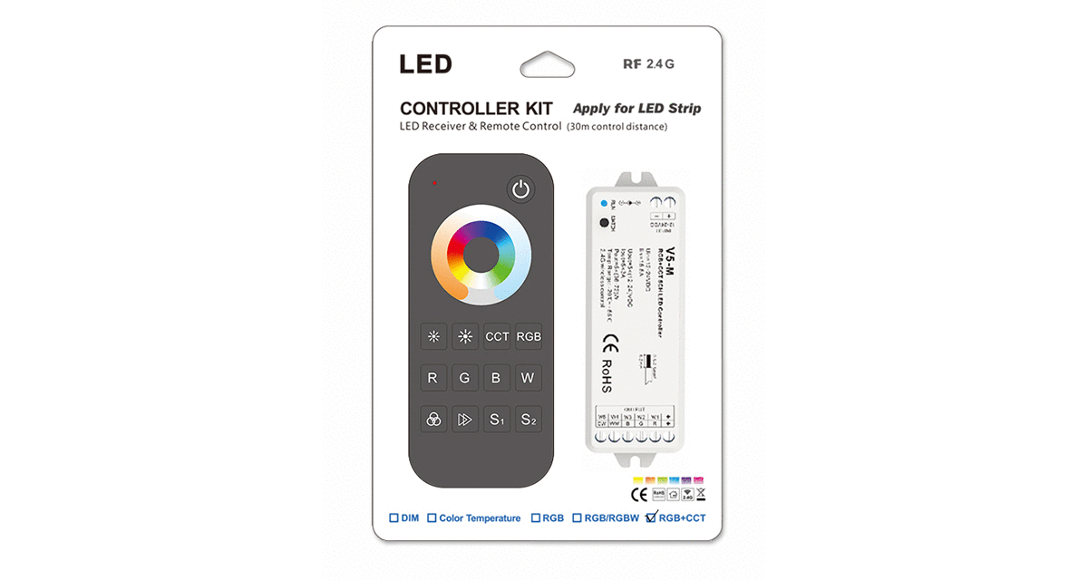 2.4G RF RGB+CCT Controller Kit - dimmbar - Farbtemp. -wechsel