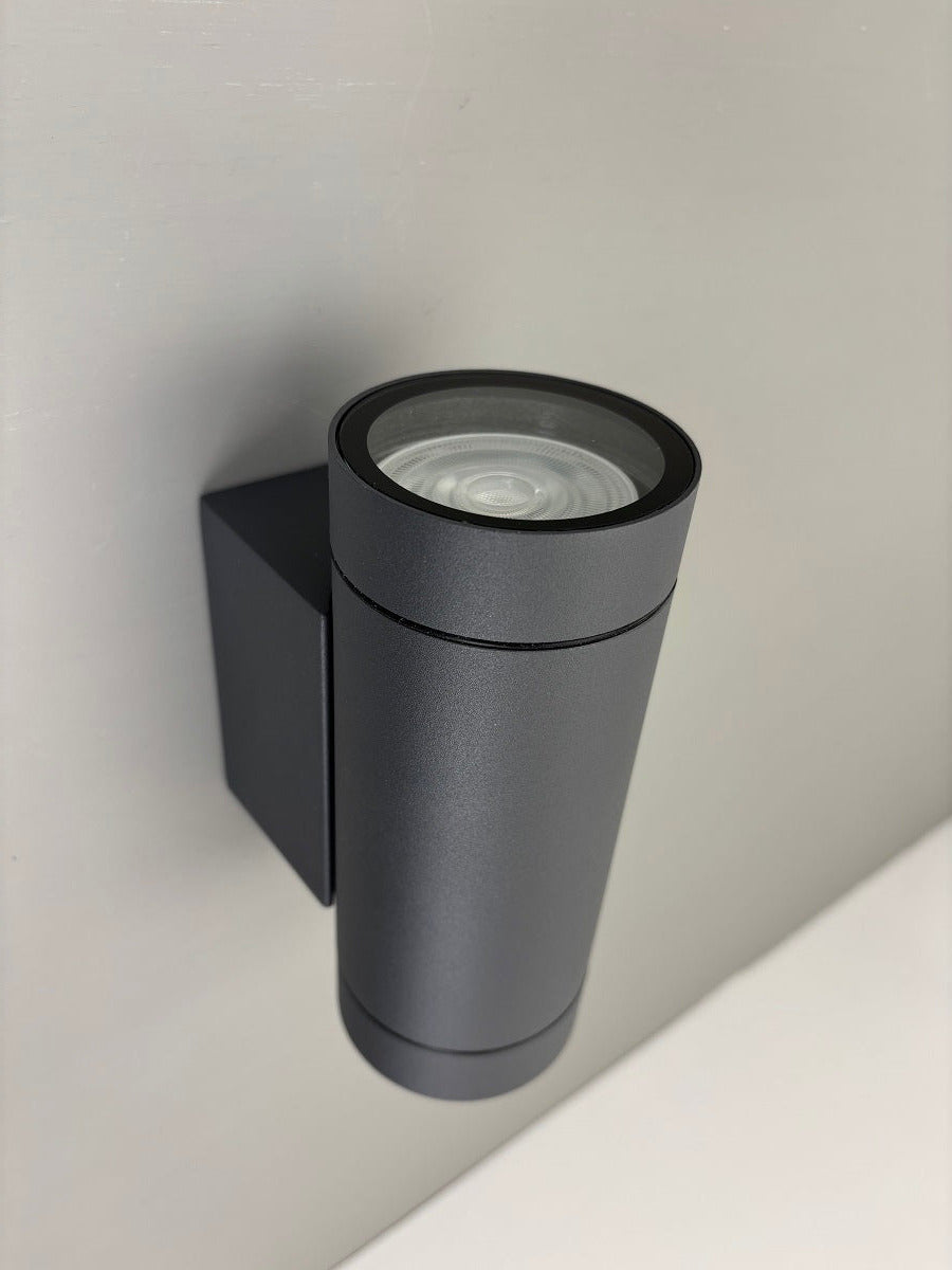 Außenwandleuchte, grau, 2flg., GU10, IP54