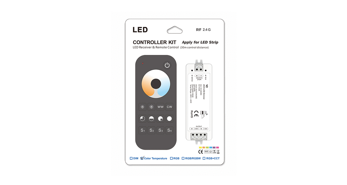 2.4G RF CCT Controller Kit - dimmbar - einstellbare Farbtemperatur 2700K-6500K LED Band