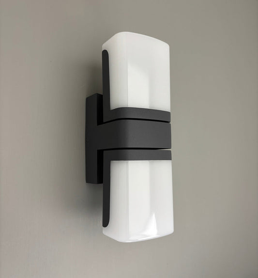 Außenwandleuchte drehbar, grau, 2flg. 12.5W,