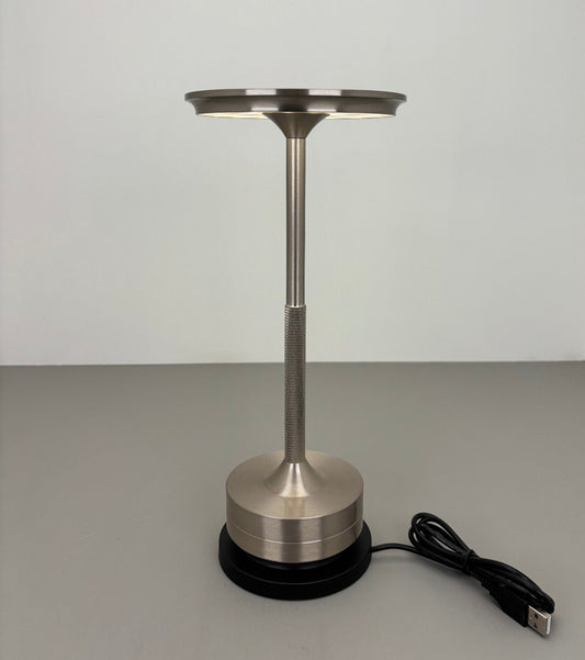 LED-Tischleuchte, silber, Akku, dimmbar
